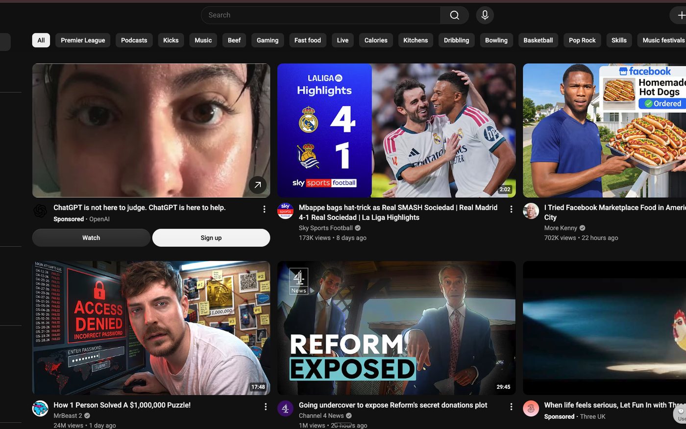 Customise YouTube to your own tastes (before)